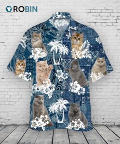 British Longhair Hawaiian Shirt For Cat Lovers, Cat In Hawaiian Shirt, 3D Full Print Animal Hawaii Beach Shirts