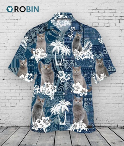 British Shorthair Hawaiian Shirt For Cat Lovers, Cat In Hawaiian Shirt, 3D Full Print Animal Hawaii Beach Shirts