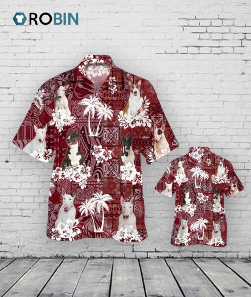 Bull Terrier Hawaiian Shirt, Cute Dog Hawaiian Shirt Short Sleeve