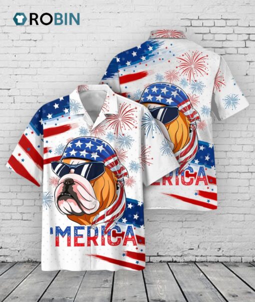 Bulldog Hawaiian Shirt, Independence Day Is Coming Aloha Beach Shirts, Dog Hawaiian Shirt For 4th Of July