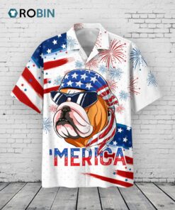 Bulldog Hawaiian Shirt, Independence Day Is Coming Aloha Beach Shirts, Dog Hawaiian Shirt For 4th Of July