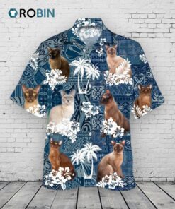 Burmese Hawaiian Shirt, 3D Full Print Hawaii Cat Shirts, Cat In A Hawaiian Shirt, Hawaiian Shirt Cat