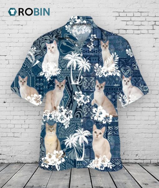 Burmilla Hawaiian Shirt, Cat In Hawaiian Shirt, 3D Printed Hawaiian Cat Shirt For Travel Beach Summer