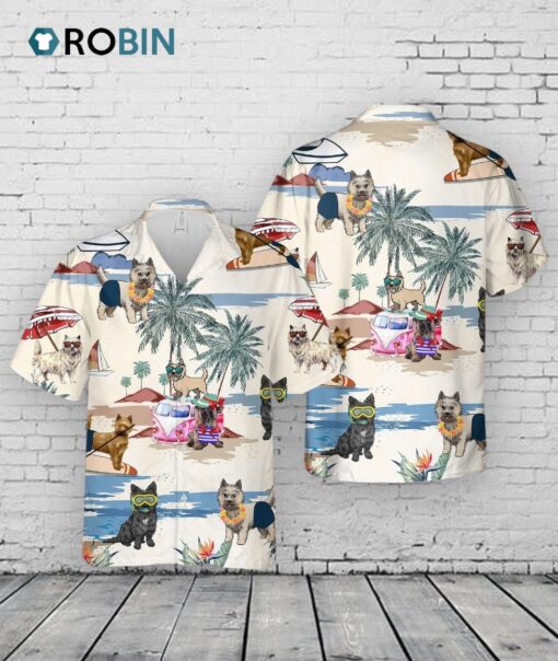 Cairn Terrier Summer Beach Hawaiian Shirt, Short Sleeve Dog Aloha Beach Shirt For Men And Woman