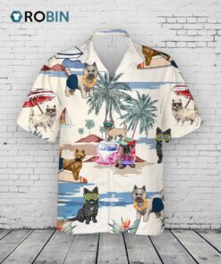 Cairn Terrier Summer Beach Hawaiian Shirt, Short Sleeve Dog Aloha Beach Shirt For Men And Woman