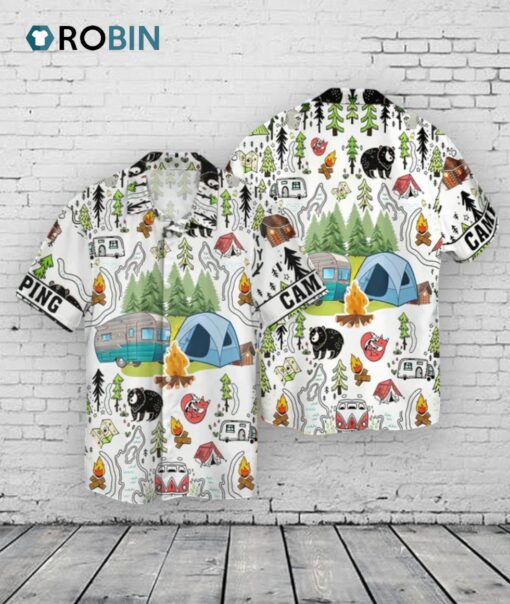 Camping Hawaiian Shirt, Camp Hawaii Aloha Beach Shirt, Camping Hawaiian Shirts