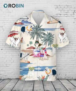 Canadian Eskimo Dog Summer Beach Hawaiian Shirt, Short Sleeve Dog Aloha Beach Shirt For Men And Woman
