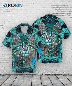 Cat Beautiful Art 3D Hawaiian Shirt, Cool Cat Unisex Hawaiian Shirt, Cat Aloha Beach Shirt