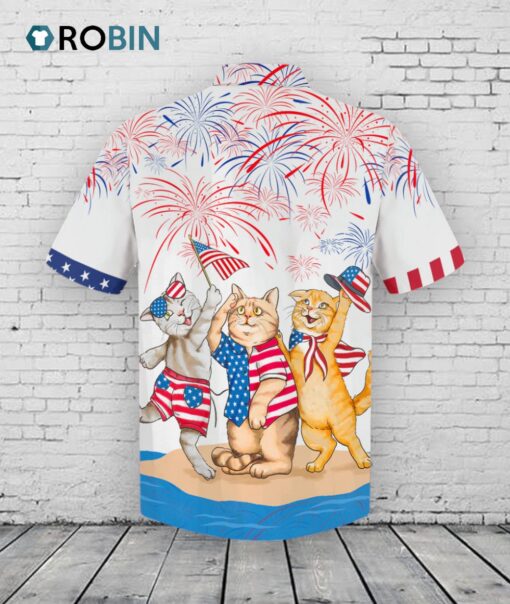 Cat Hawaiian Shirt, American Shorthair Shirts Independence Day, Patriotic Cat Pet Hawaii Aloha Shirt