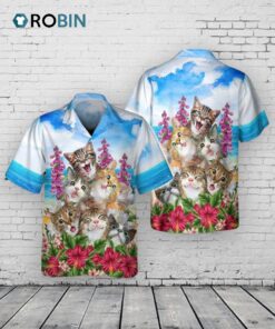 Cats Smile Hawaiian Shirt, Cat And Flower Hawaiian Shirts Cats Smile Hawaiian Shirt, Cat And Flower Hawaiian Shirts