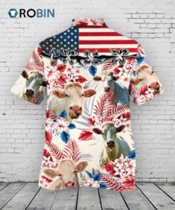 Charolais Cattle Lovers American Flag Hawaiian Shirt