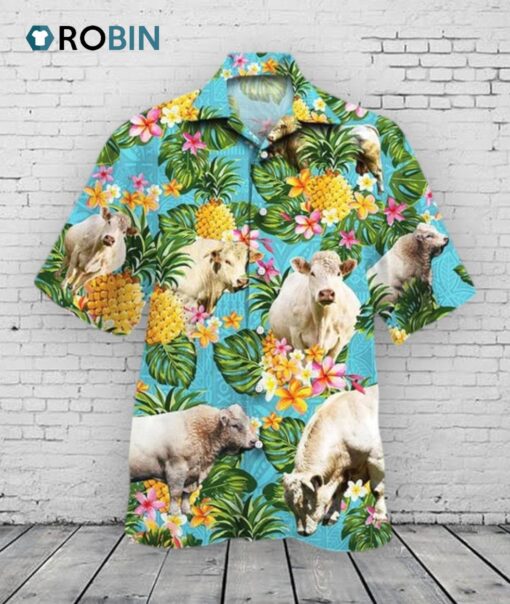 Charolais Cattle Lovers Pineapple Hawaiian Shirt