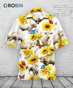 Charolais Cattle Lovers Sun Flower Hawaiian Shirt