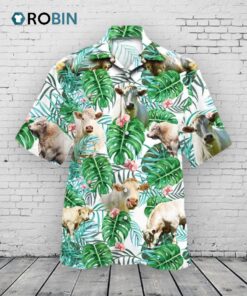 Charolais Cattle Lovers Tropical Plant Hawaiian Shirt