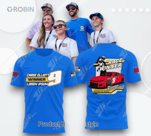 Chase Elliott Race Winner Nascar Cup Series 3D Printed Shirt (Hoodie, Shirt, Sweatshirt)   Blue