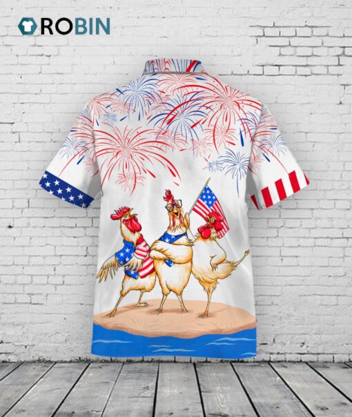 Chicken Hawaiian Shirts Independence Day Is Coming, 4th Of July Funny Chicken Hawaii Aloha Beach Shirt, Chicken Lovers