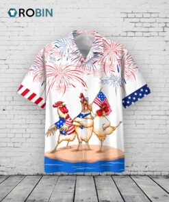 Chicken Hawaiian Shirts Independence Day Is Coming, 4th Of July Funny Chicken Hawaii Aloha Beach Shirt, Chicken Lovers