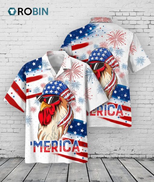 Chicken Hawaiian Shirts, Independence Day Funny Hawaii Shirt, Chicken Hawaii Aloha Beach Shirt