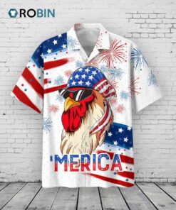 Chicken Hawaiian Shirts, Independence Day Funny Hawaii Shirt, Chicken Hawaii Aloha Beach Shirt