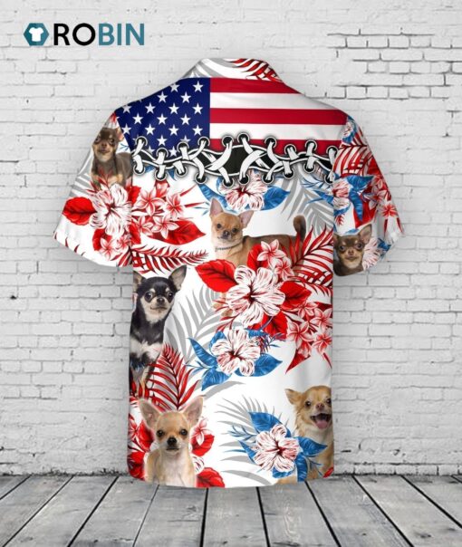 Chihuahua Hawaiian Shirt, Dog Usa Flower In Hawaii Aloha Shirts For Men And Woman