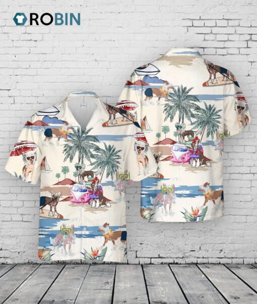 Chinese Crested Dog Summer Beach Hawaiian Shirt, Short Sleeve Dog Aloha Beach Shirt For Men And Woman