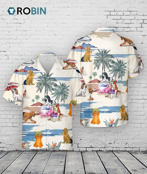 Cocker Spaniel Summer Beach Hawaiian Shirt, Short Sleeve Dog Aloha Beach Shirt For Men And Woman