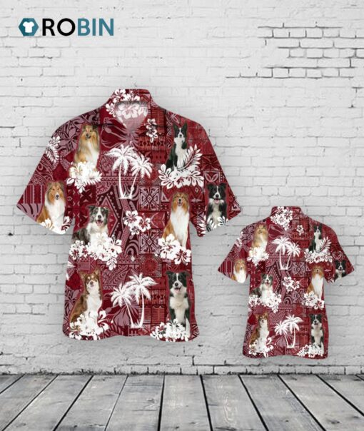 Collie Hawaiian Shirt, Dog In Hawaii Shirt Trilbal Pattern