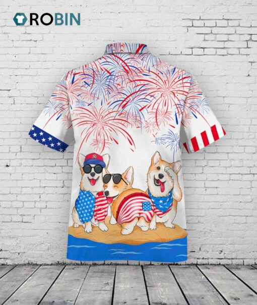 Corgi Hawaiian Shirts For Independence Day Gifts, Happy 4th Of Jul Hawaiian Aloha Beach Shirts For Dog Lovers