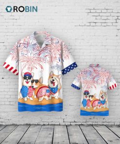 Corgi Hawaiian Shirts   Independence Day Is Coming, Independence’s Day Gift, Dog Lover Gifts