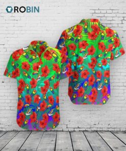 Couple Gay Pride Shirt, LGBT Red Hibiscus Nice Ornamental Hawaiian Shirt