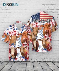 Cow American Flag All Over Printed 3D Hawaiian Shirt