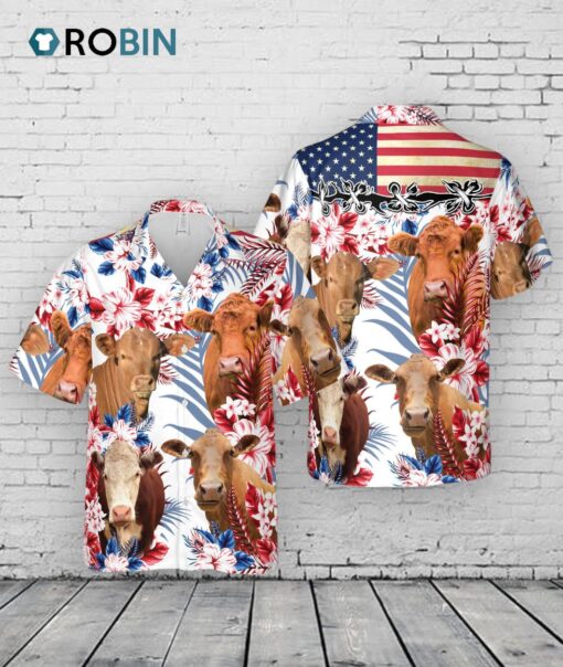 Cow American Flag All Over Printed 3D Hawaiian Shirt