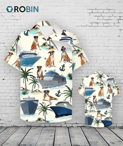 Cruising Boxer Hawaiian Shirt   Gift For Cruise Trips   Boxer And Cruise Pattern Trna, Hawaii Shirt For Dog Lover