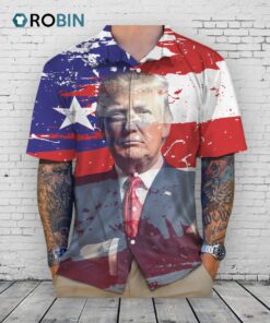 Custom Face Donald Trump Hawaiian Shirt   US Flag With Trump Hawaii Shirt, Independence Day Custom Face Donald Trump Hawaiian Shirt   US Flag With Trump Hawaii Shirt, Independence Day