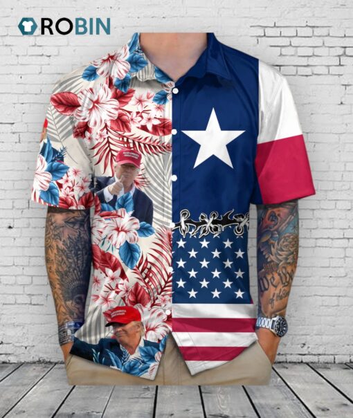 Custom Face Trump With State Flag Hawaiian Shirt   Independence Day Hawaii Shirt