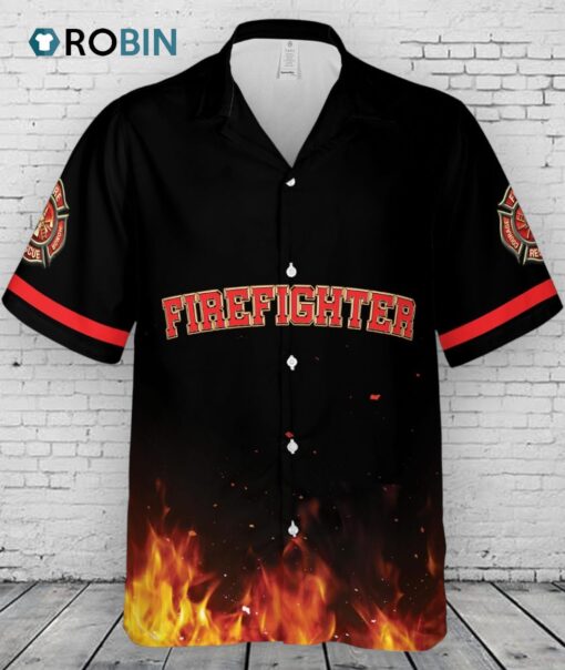 Custom Firefighter Hawaiian Shirt for Men Mens Firefighter Shirt Firefighter Button Up Shirt Unisex Mens Firefighter
