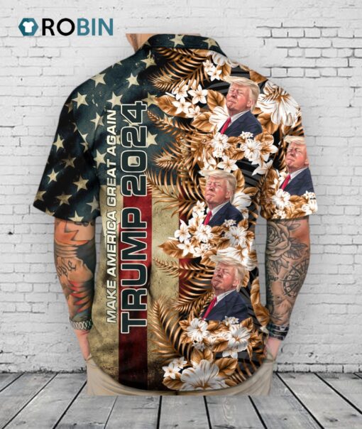 Custom Funny Photo Trump 2024 Hawaii Shirt   Funny Face Donald Trump Hawaii Shirt
