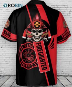 Custom Name Firefighter Hawaiian Shirt for Men Mens Firefighter Shirt Firefighter Button Up Shirt Unisex Mens Firefighter