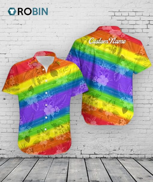 Custom Name Lgbt Rainbow Colorful Men Aloha Hawaiian Shirt For Lgbtq Community In Pride Month Hawaiian Casual Button Down