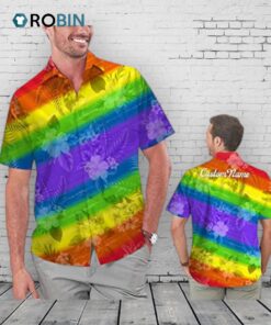Custom Name Lgbt Rainbow Colorful Men Aloha Hawaiian Shirt For Lgbtq Community In Pride Month Hawaiian Casual Button Down Custom Name Lgbt Rainbow Colorful Men Aloha Hawaiian Shirt For Lgbtq Community In Pride Month Hawaiian Casual Button Down