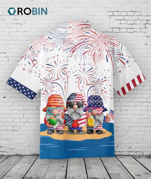 Cute Lovely Gnome Independece Day Hawaiian Shirts, Gnome Hawaii Aloha Beach Shirts, Gnomes Patriotic Lovers Gift