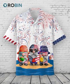 Cute Lovely Gnome Independece Day Hawaiian Shirts, Gnome Hawaii Aloha Beach Shirts, Gnomes Patriotic Lovers Gift