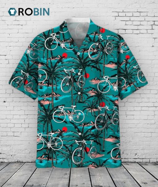 Cycling Vintage Hawaiian Shirt, Cycling Hawaii Aloha Beach Shirts, Full Print Sport Aloha Hawaiian Shirts