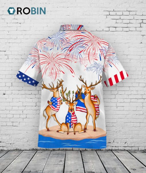 Deer Independence Day Is Coming Hawaiian Shirts For Adults, Deer Hawaii Aloha Beach Shirt For Happy 4th Of July