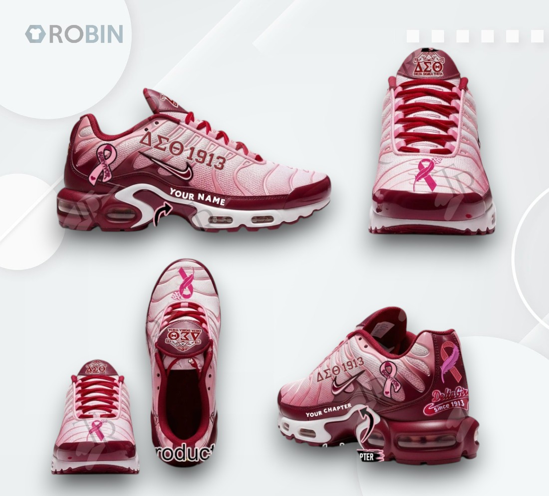 Delta Sigma Theta Since 1913 Breast Cancer Custom Name Limited Edition Sneaker Air Cushion Delta Sigma Theta Since 1913 Breast Cancer Custom Name Limited Edition Sneaker Air Cushion