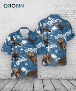 Dinosaur Blue Tribal All Over Printed 3D Hawaiian Shirt