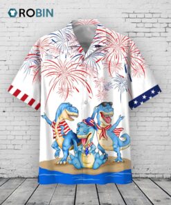 Dinosaur Hawaiian Shirt, Dinosaurus Independence’S Day 3D Full Print Hawaii Shirts For Men And Woman