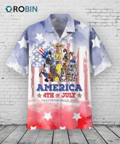 Dog Independence Day 3D Full Printed Unisex Hawaiian Shirt, Happy 4th Of Jul Hawaii Shirt