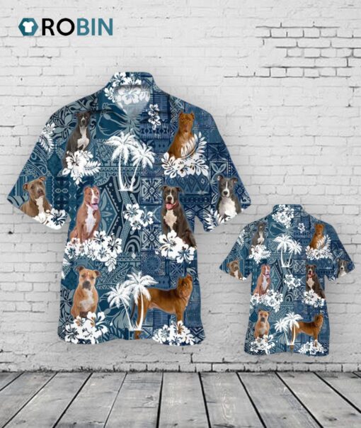 Dog Unisex Hawaiian Shirt, American Pit Bull Terrier Hawaiian Shirt, Gift For Dog Lovers