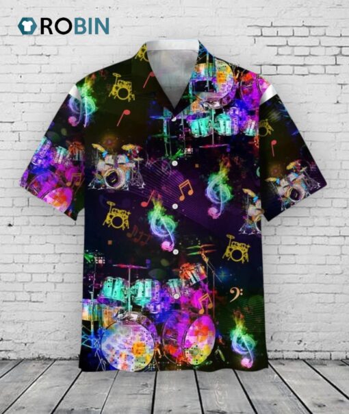 Drum Nature Beach Hawaiian Beach Shirts, Drummer Gifts, Aloha Hawaiian Shirt For Musican, Drum Hawaiian Shirt